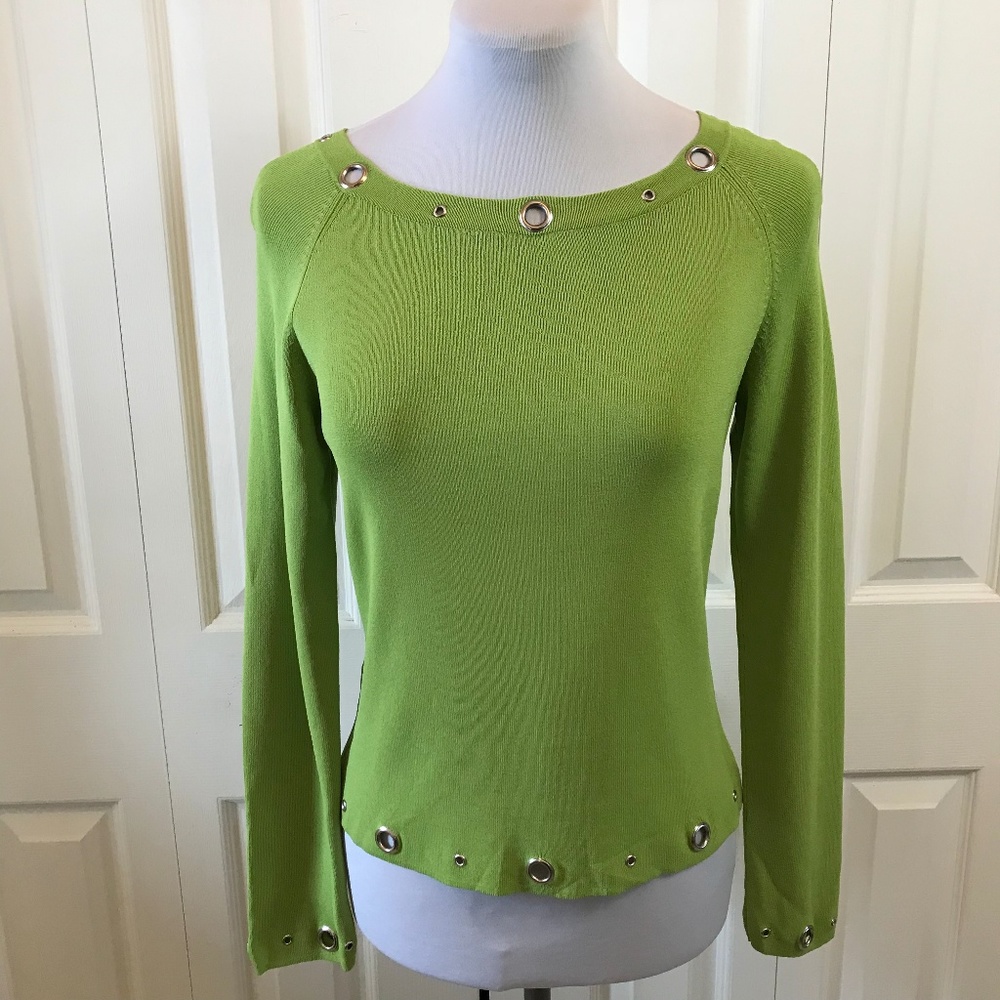 Knit chic Lime Green Knit Grommet Sweater S